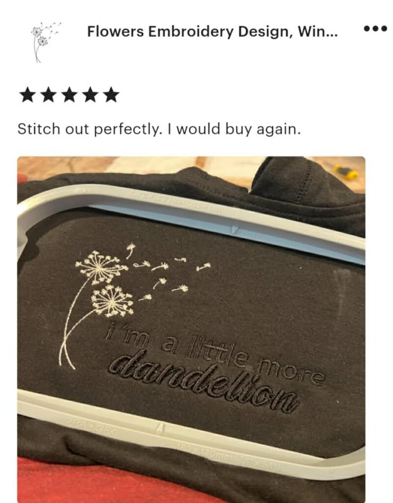Dandelion machine embroidery design