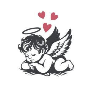 Angel With Hearts Machine Embroidery Design, Boho Spiritual Embroidery File