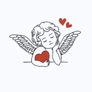 Baby Angel With Hearts Machine Embroidery Design, Kids Embroidery File