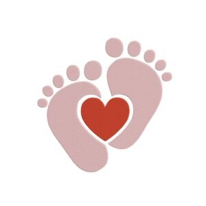 Baby Feet With Heart Machine Embroidery Design, Kids Embroidery File