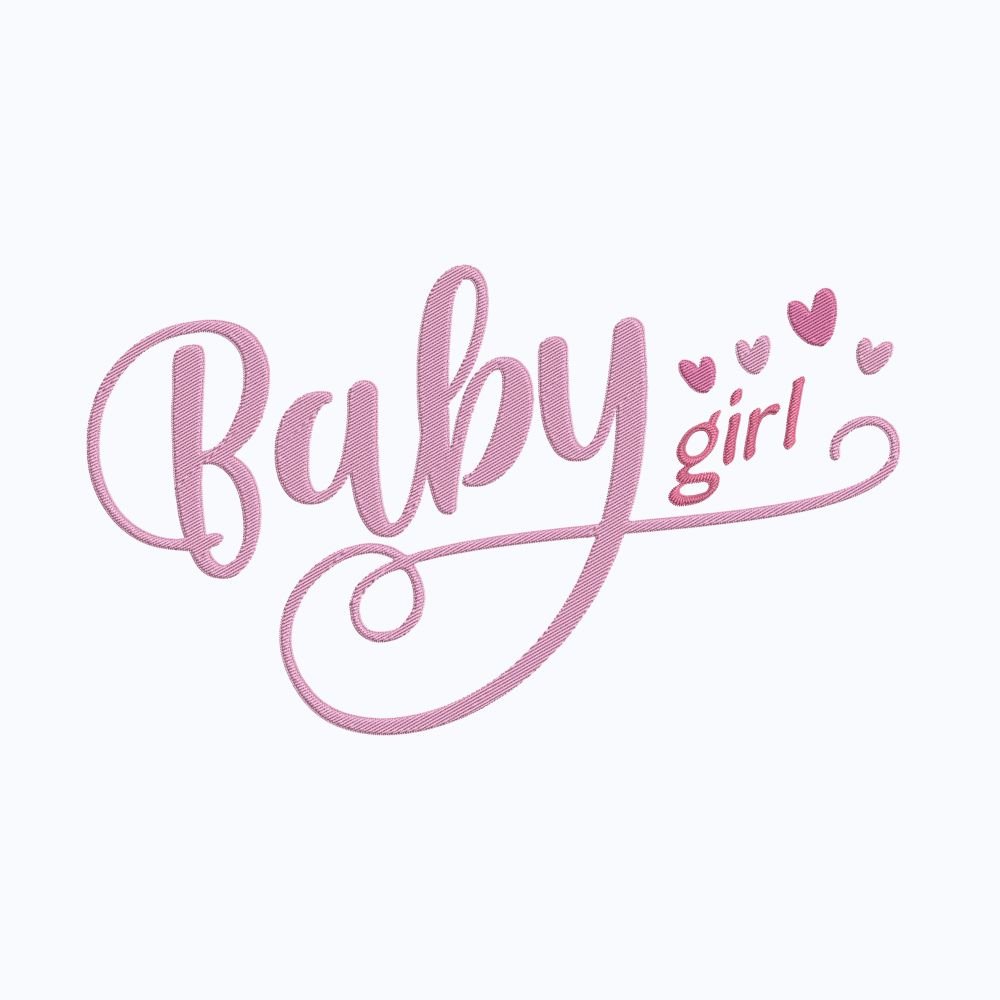 Baby Girl With Hearts Machine Embroidery Design, Kids Embroidery File