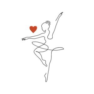 Ballerina Outline With Heart Machine Embroidery Design, Hobby and Activity for Women Embroidery File
