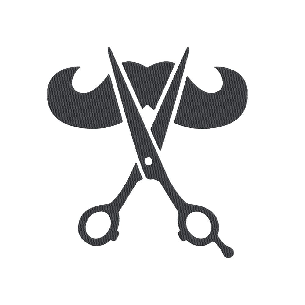 Barber Scissors And Mustache Machine Embroidery Design, Hobby and Activity for All Embroidery File