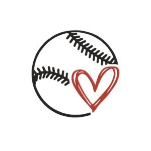 Baseball With Heart Machine Embroidery Design, Hobby and Activity for All Embroidery File
