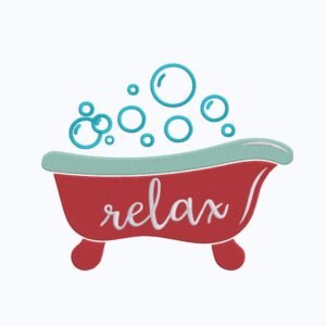 Relax Bath Machine Embroidery Design, Home Embroidery File
