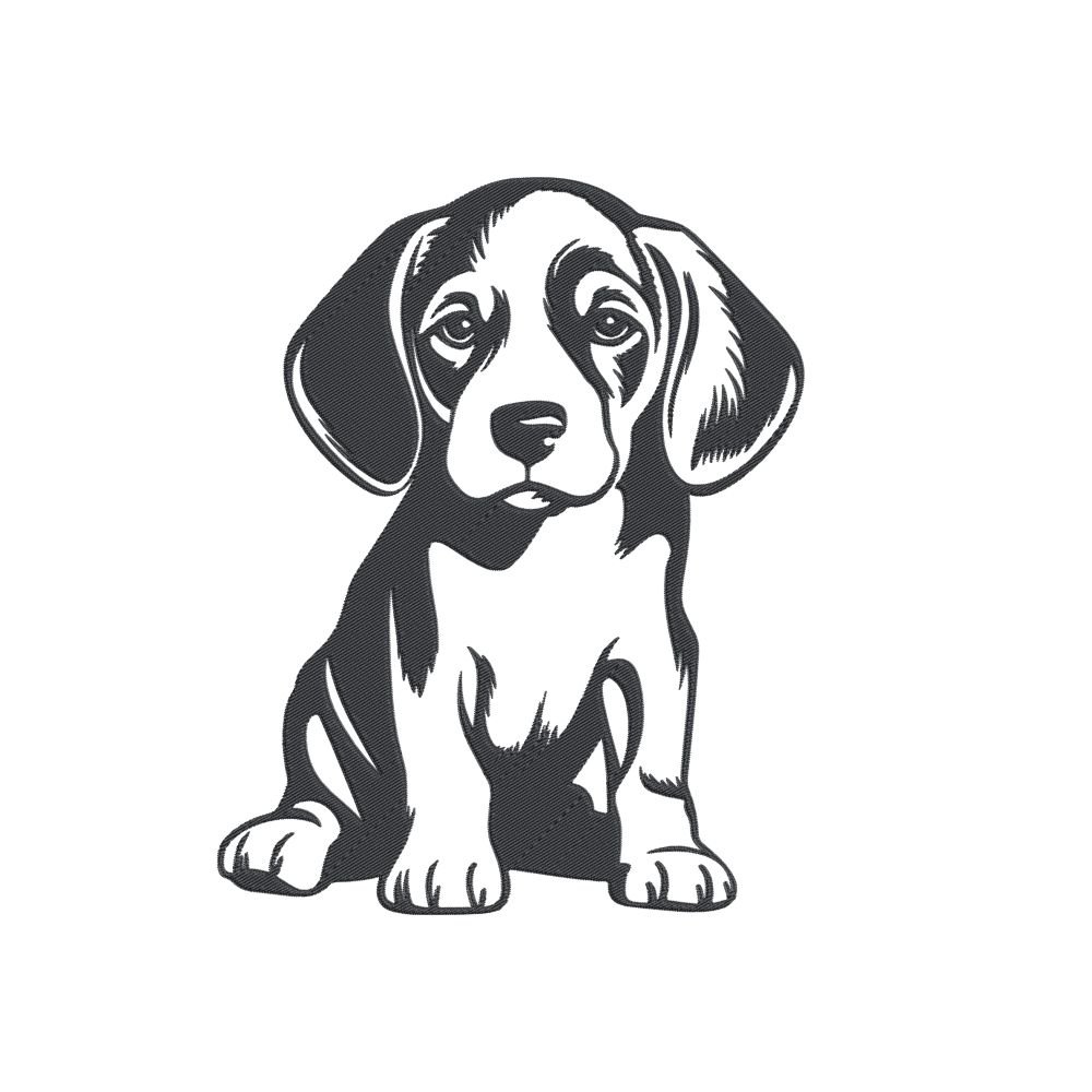 Beagle Puppy Machine Embroidery Design, Dog Breed Embroidery File