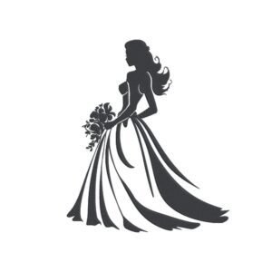 Beautiful Bride Silhouette Machine Embroidery Design, Wedding Marriage Embroidery File