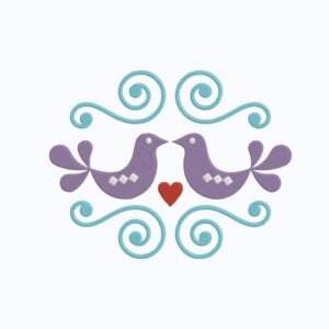 Ornamental Bird Duo Machine Embroidery Design, Birds Embroidery File