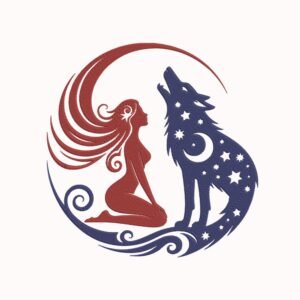Boho Woman And Wolf Machine Embroidery Design, Spiritual Embroidery File