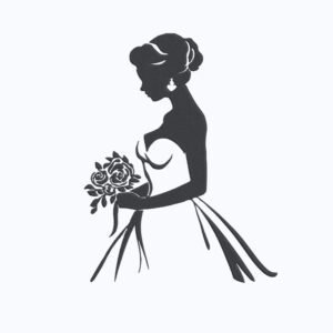 Bride With Flower Bouquet Machine Embroidery Design, Wedding Marriage Embroidery File