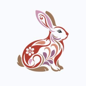 Floral Bunny Machine Embroidery Design, Wild Animal Embroidery File