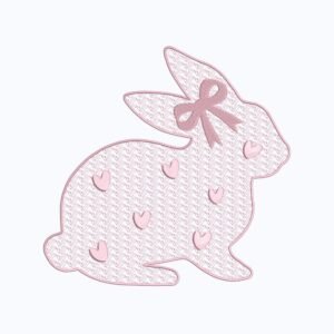 Ornamental Pink Bunny Machine Embroidery Design, Lace Animal Embroidery File