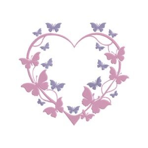Butterfly Heart Machine Embroidery Design, Butterflies Embroidery File