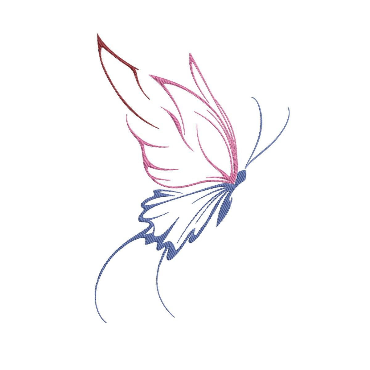 Multicolor Butterfly Machine Embroidery Design, Butterflies Outline Embroidery File
