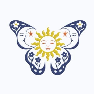 Sun And Moons Butterfly Machine Embroidery Design, Boho Butterflies Embroidery File