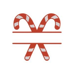 Candy Cane Split Name Frame Machine Embroidery Design, Christmas Winter Season Embroidery File