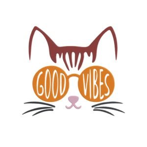 Good Vibes Cat Machine Embroidery Design, Kitten Embroidery File