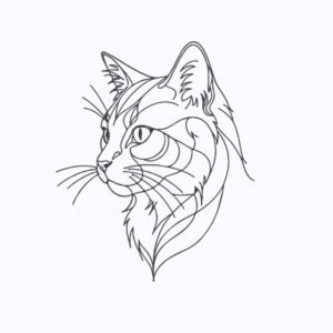 Linear Cat Profile Machine Embroidery Design, Kitten Outline Embroidery File
