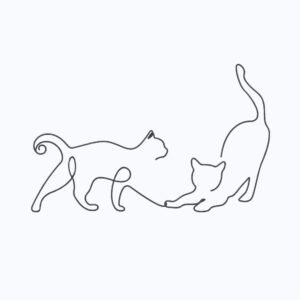 Linear Playing Cats Machine Embroidery Design, Kitten Outline Embroidery File
