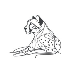 Cheetah Outline Machine Embroidery Design, Minimalist Animal Embroidery File
