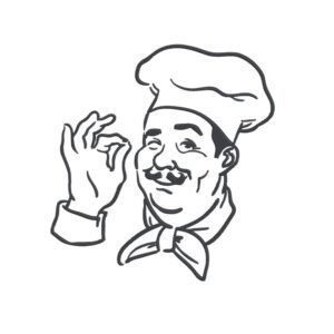 Chefs Kiss Outline Machine Embroidery Design, Minimalist Kitchen Line Art Embroidery File