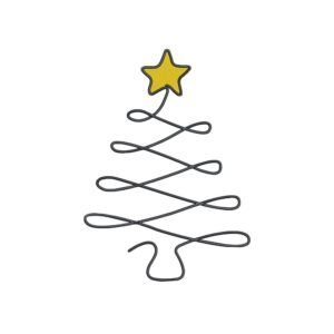 Christmas Tree Line Art Machine Embroidery Design, Holiday Winter Season Embroidery File