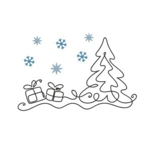 Christmas Tree With Gifts Outline Machine Embroidery Design, Holiday Winter Season Embroidery File