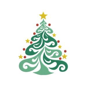 Festive Christmas Tree Machine Embroidery Design, Holiday Winter Season Embroidery File