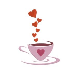Coffee Cup With Hearts Machine Embroidery Design, Beautiful And Simple Kitchen Embroidery File