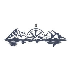 Compass And Mountains Machine Embroidery Design, Adventure Embroidery File