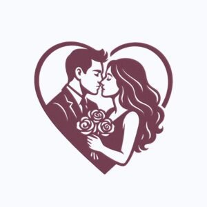 Couple Heart Machine Embroidery Design, Love Embroidery File