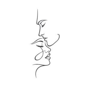 Couple Profile Faces Line Art Machine Embroidery Design, Love Outline Embroidery File