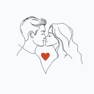 Linear Romantic Couple Faces Machine Embroidery Design, Love Outline Embroidery File