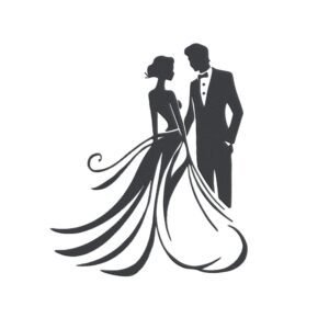 Romantic Couple Silhouette Machine Embroidery Design, Wedding Marriage Embroidery File