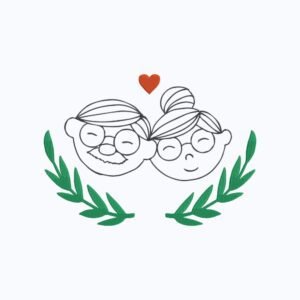 Elderly Couple Wreath Machine Embroidery Design, Love Embroidery File