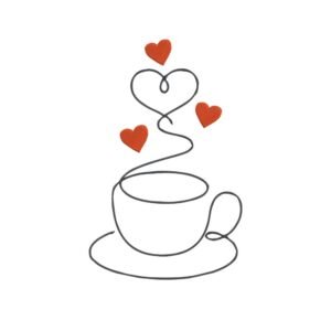 Linear Cup With Hearts Machine Embroidery Design, Minimalist Kitchen Line Art Embroidery File