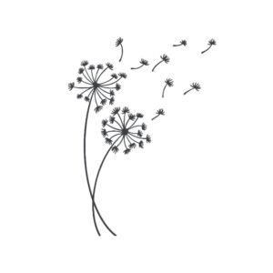 Two Dandelions Wind Blowing Machine Embroidery Design, Flower Embroidery File