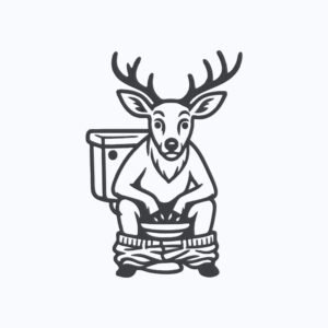Deer On Toilet Machine Embroidery Design, Funny Animal Embroidery File