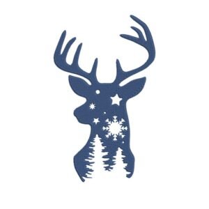 Winter Deer Silhouette Machine Embroidery Design, Christmas Holiday Season Embroidery File