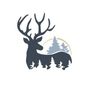 Deer Silhouette Machine Embroidery Design, Wild Animal Embroidery File