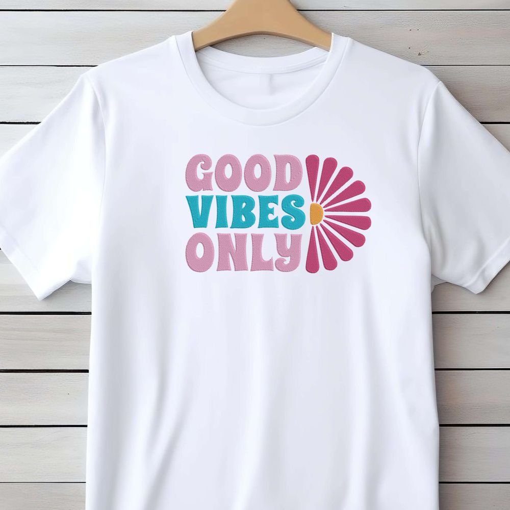 Good Vibes Only Flower Machine Embroidery Design, Summer Vacation Season Embroidery File - Image 3