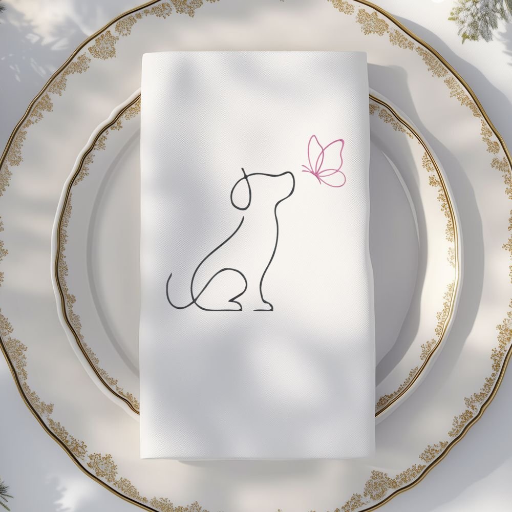 Linear Dog And Butterfly Machine Embroidery Design, Puppy Outline Embroidery File - Image 3