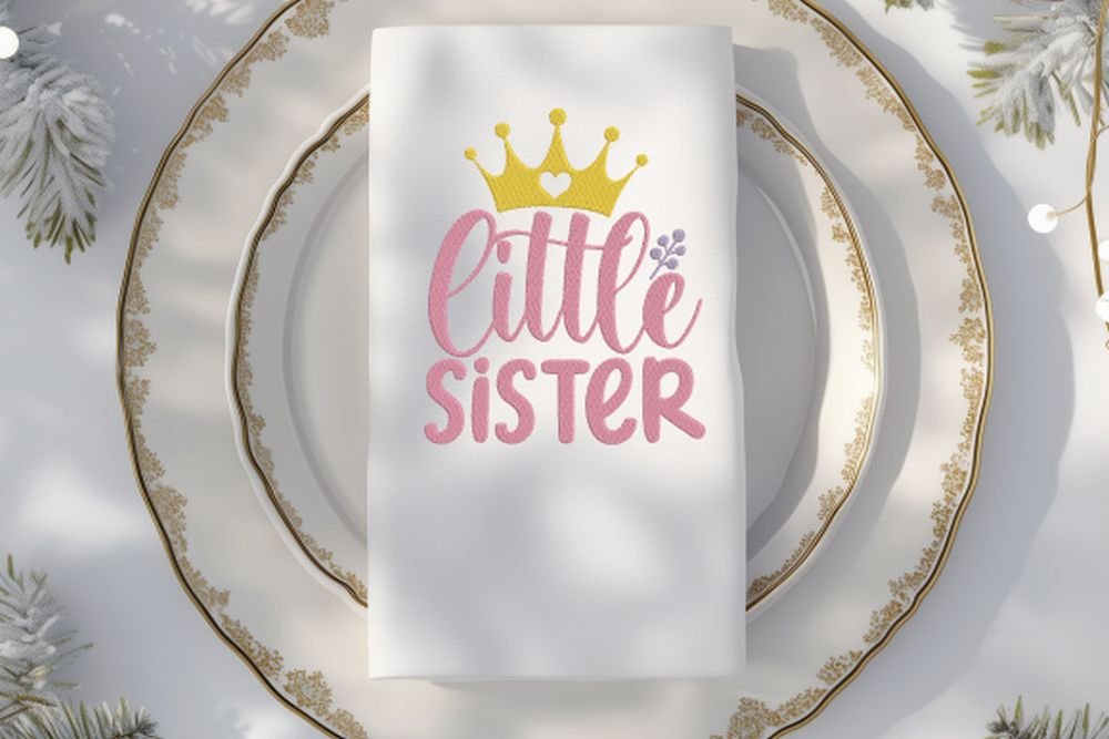 Little Sister Machine Embroidery Design, Kids Embroidery File - Image 3