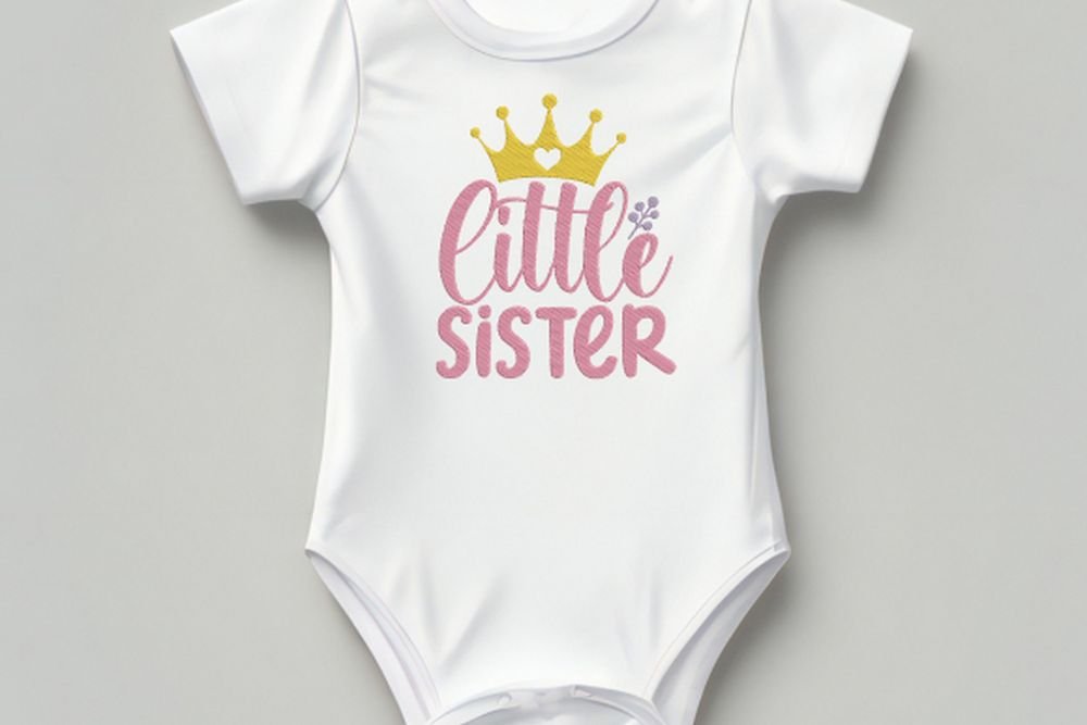 Little Sister Machine Embroidery Design, Kids Embroidery File - Image 2
