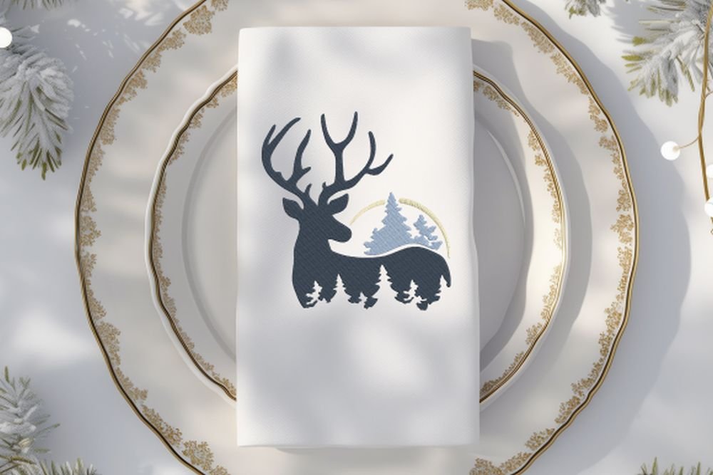 Deer Silhouette Machine Embroidery Design, Wild Animal Embroidery File - Image 3