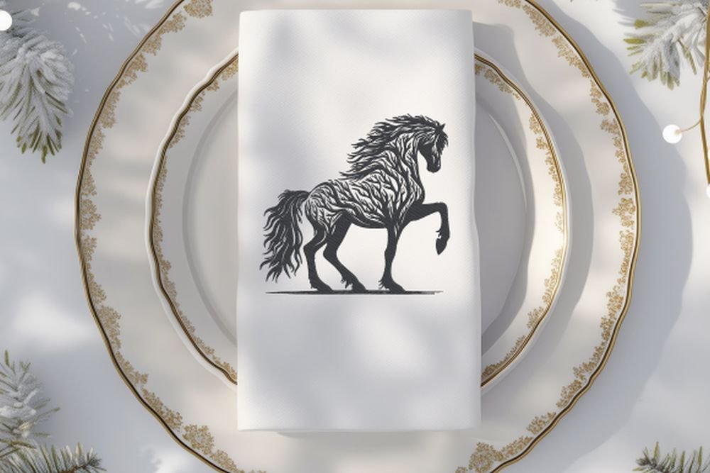 Horse From Tree Branches Machine Embroidery Design, Wild Animal Embroidery File - Image 2