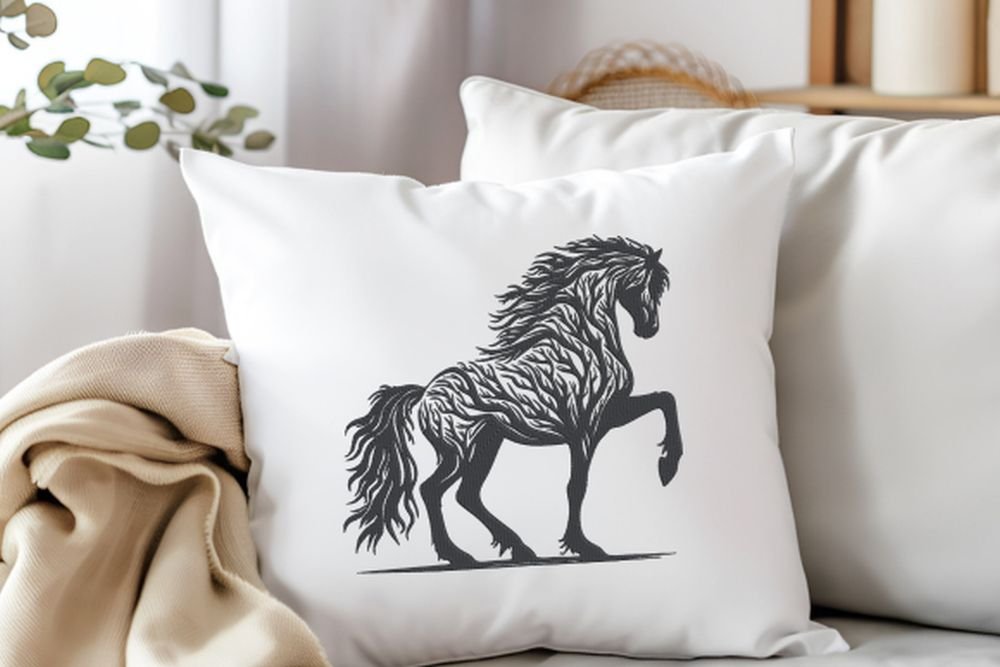 Horse From Tree Branches Machine Embroidery Design, Wild Animal Embroidery File - Image 3