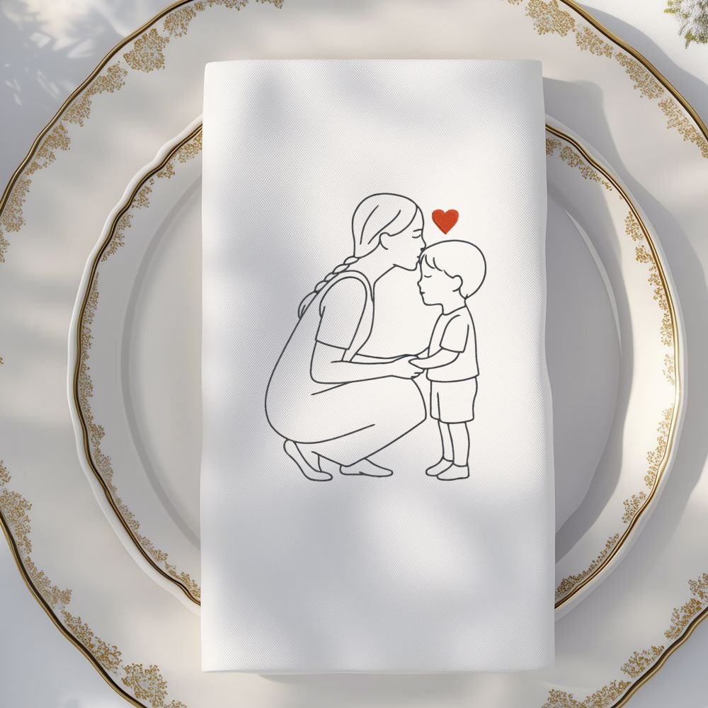 Love Of Mom And Son Machine Embroidery Design, Kids Embroidery File - Image 3