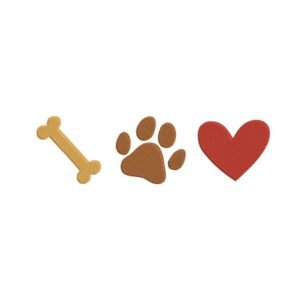 Dog Bone Paw And Heart Machine Embroidery Design, Embroidery File