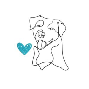 Dog Outline With Heart Machine Embroidery Design, Puppy Embroidery File